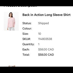 Lululemon Back in Action Size 10